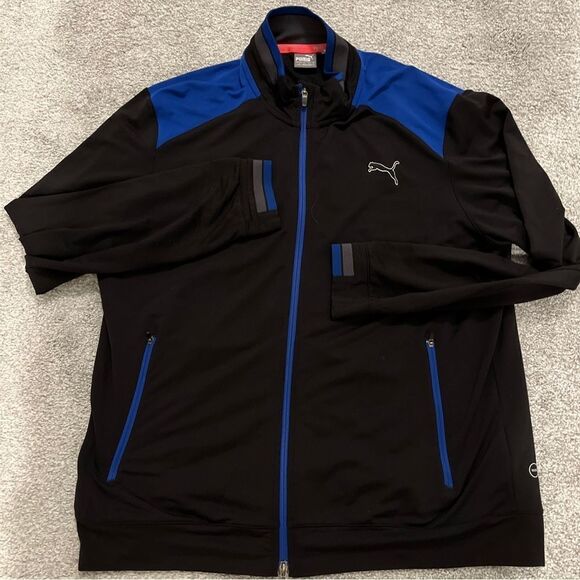 Puma pwrwrm Black/Blue full zipper Running Training golf men’s stretch Jacket L - Picture 1 of 4